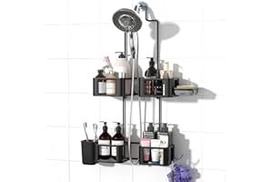 Epicano Hanging Shower Caddy for Handheld Showerheads, Anti-Swing Overhead ShowerCaddy with Removable Hooks & Holders for Raz