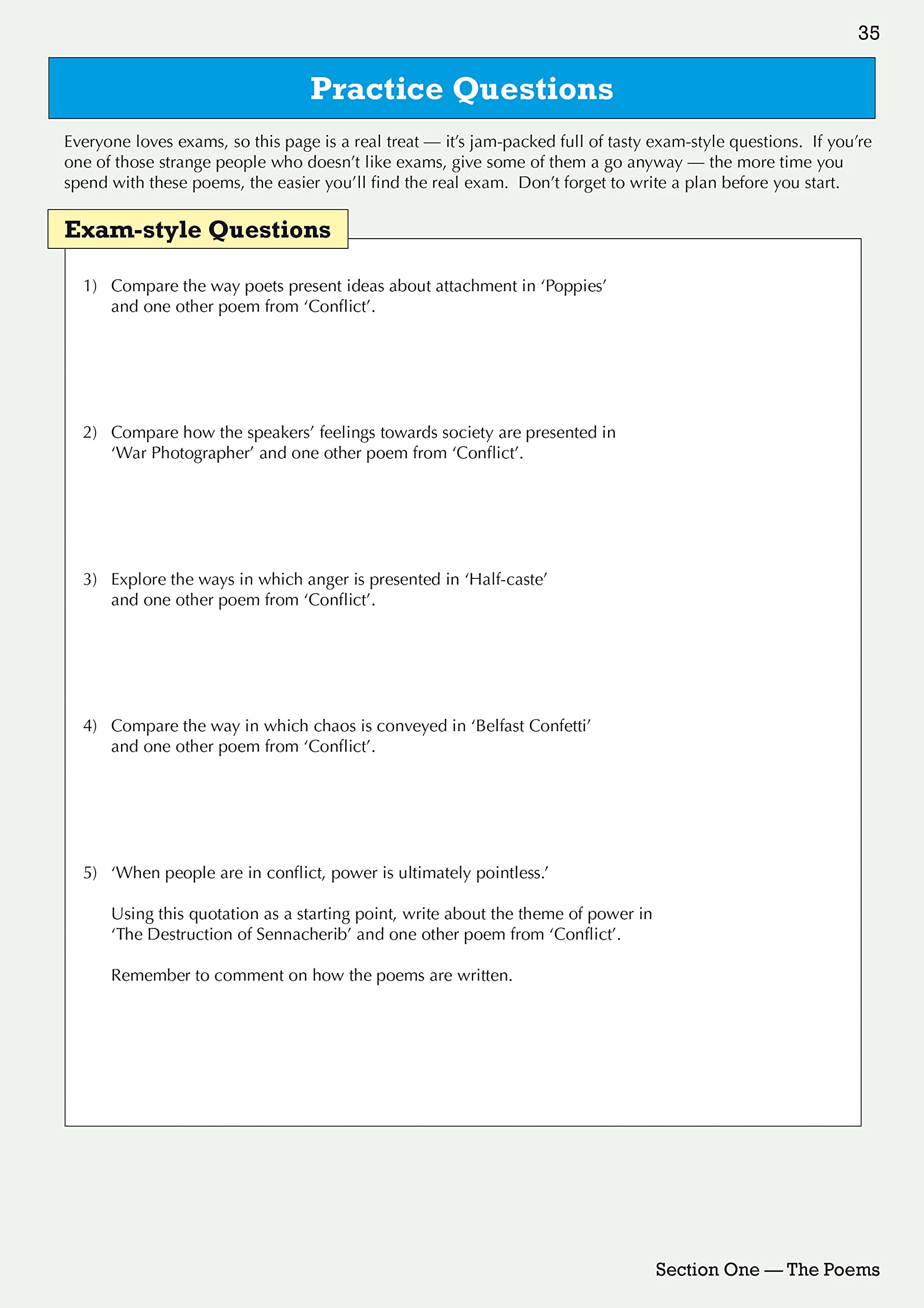 Gcse English Edexcel Poetry Conflict 9781789080001 Amazon Com Books