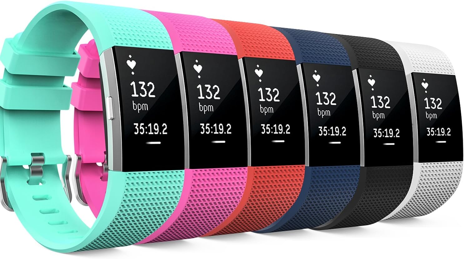 MoKo Watch Band for Fitbit Charge 2, [6 PCS] Soft Silicone Adjustable Replacement Sport Strap Band for Fitbit Charge 2 Smartwatch Heart Rate Fitness Wristband, Small Size.