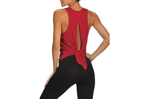 Bestisun Workout Tops Open Back Shirts Gym Workout Clothes Tie Back Musle Tank for Women