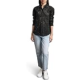 DKNY Womens Blouse Long Sleeve Eyelet Trendy