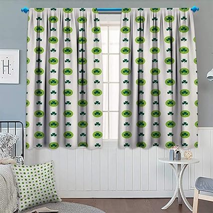 Amazon Com Floral Blackout Curtain Clover Flowers Green Dots