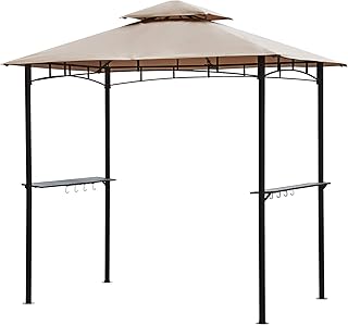 Sekey Grill Pavillon 2.35 x 1.45m, Wasserdicht Gartenlauben Gartenzelt Partyzelt für Garten/Partys/Picknick/BBQ´s, UV-Schutz 50+, Taupe