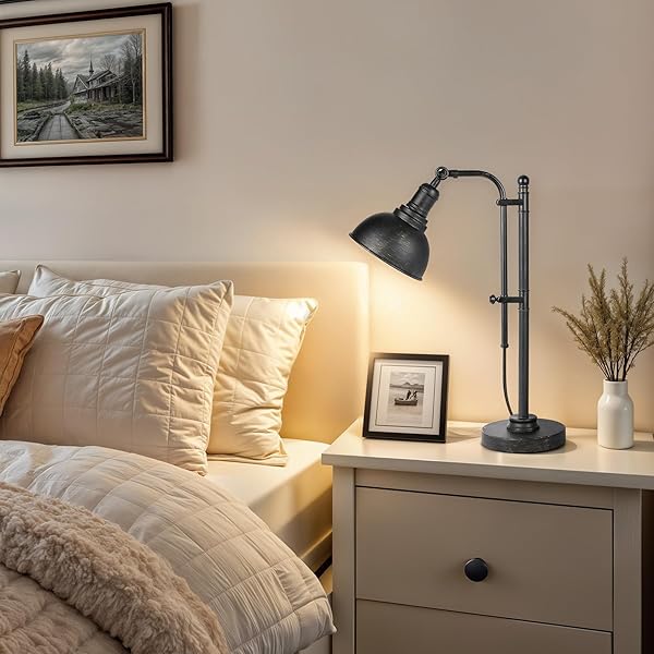 VONLUCE RUSTIC DESK LAMP BRONZE ADJUSTABLE, INDUSTRIAL STYLE METAL TASK LAMPS 25″-29″, VINTAGE WORK LIGHT, FARMHOUSE READING LAMP IN AGED BRONZE FINISH, ETL CERTIFICATE