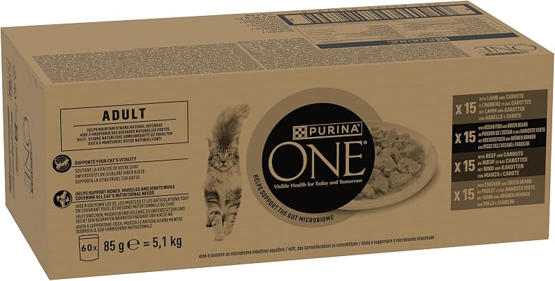 Sensitive - Comida húmida para gatos adultos, 60 sacos de 85