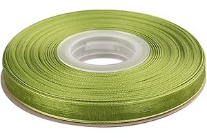 Ribbonitlux 3/8 Inch Sheer Organza Ribbon, Moss Shimmer Chiffon Ribbon 50 Yards-Roll, Decorative Wrapping Transparent Organza