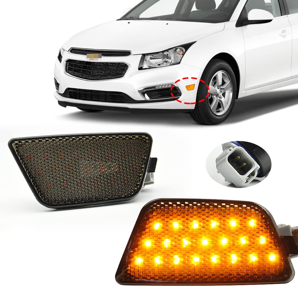 Photo 1 of CNPAPC Front Bumper Park Signal Side Marker Light Assembly For Chevy Cruze 2011 2012 2013 2014 2015 DOT Certified GM2551198N 42334144 42334145 (Smoke Lens Driver and Passenger Side)