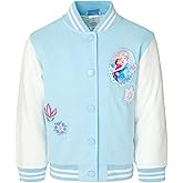 Disney Minnie Mouse Frozen Lilo & Stitch Moana Girls Varsity Bomber Jacket Toddler to Big Kid Sizes (2T - 14-16)
