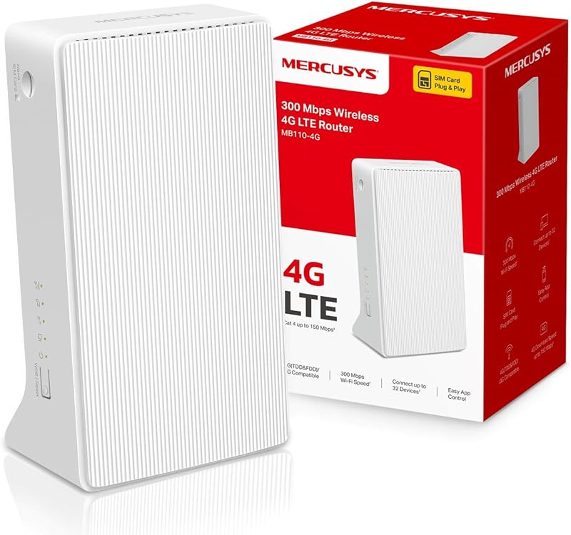 MERCUSYS MB110-4G N300 WiFi Router with SIM Slot 4G LTE Plug and Play