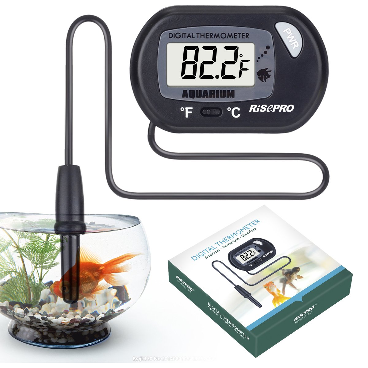 Aquarium Thermometer, RISEPRO Digital Water Thermometer For Fish Tank Aquarium Marine Temperature