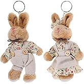 DEARMAMY Fashionable Rabbit Keyring Stuffed Animal Keychain Plush Keychain Pendant for Women