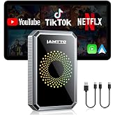 LAMTTO Wireless Carplay Adapter for Streaming Net-Flix/YouTube/TikTok | 3-in-1 Magic Video AI Box Dongle with USB Drive, Dual WiFi,Airplay, OTA for OEM Wired Apple Car Play and Android Auto Cars
