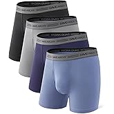 DAVID ARCHY Men's Underwear Boxer Briefs 4 Pack Ultra Soft Breathable Moisture-Wicking Viscose with Fly Pouch Tagless No Roll