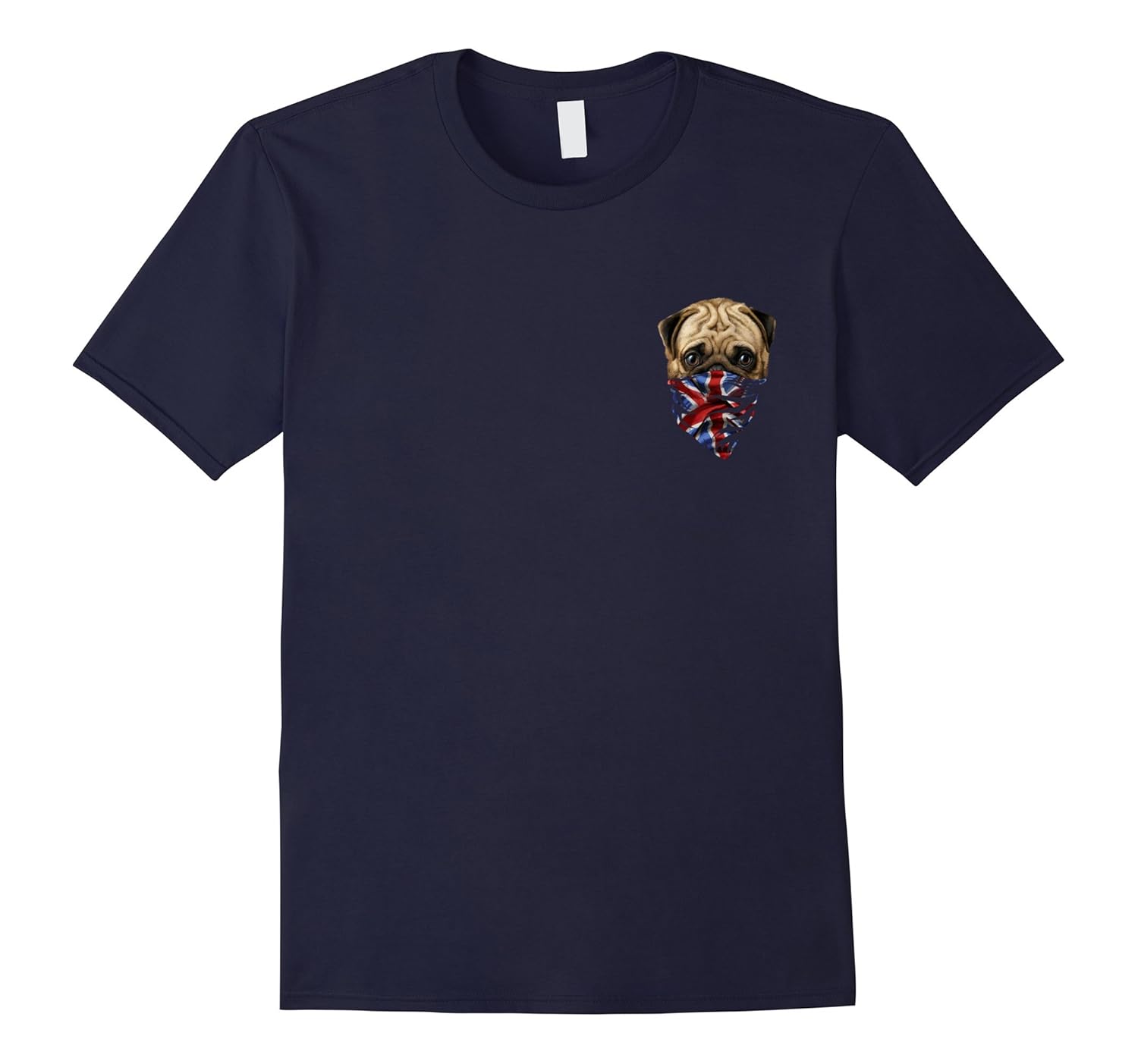 T-Shirt, Mini Pug Dog in Union Jack Bandana-ANZ