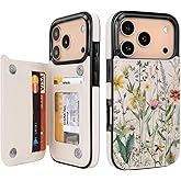 uCOLOR for iPhone 17 Pro Wallet Case with Card Holder PU Leather RFID Blocking Design iPhone 17 Pro flip case for Women Men Magnetic Clasp Kickstand Design 6.3 inch (Desert Flowers)