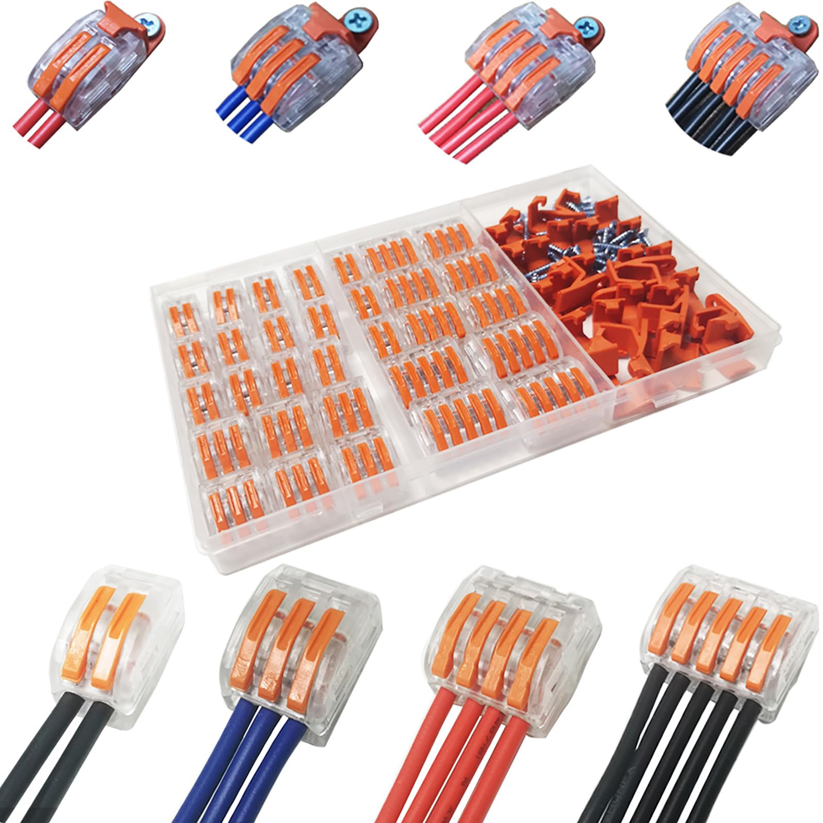 CTRICALVER Electrical Connector Blocks, 31 pcs Compact Wire Connectors Conductor Wire Connectors with Spring Push Lever for Solid, Stranded and Flexible Wire Cables — image 1