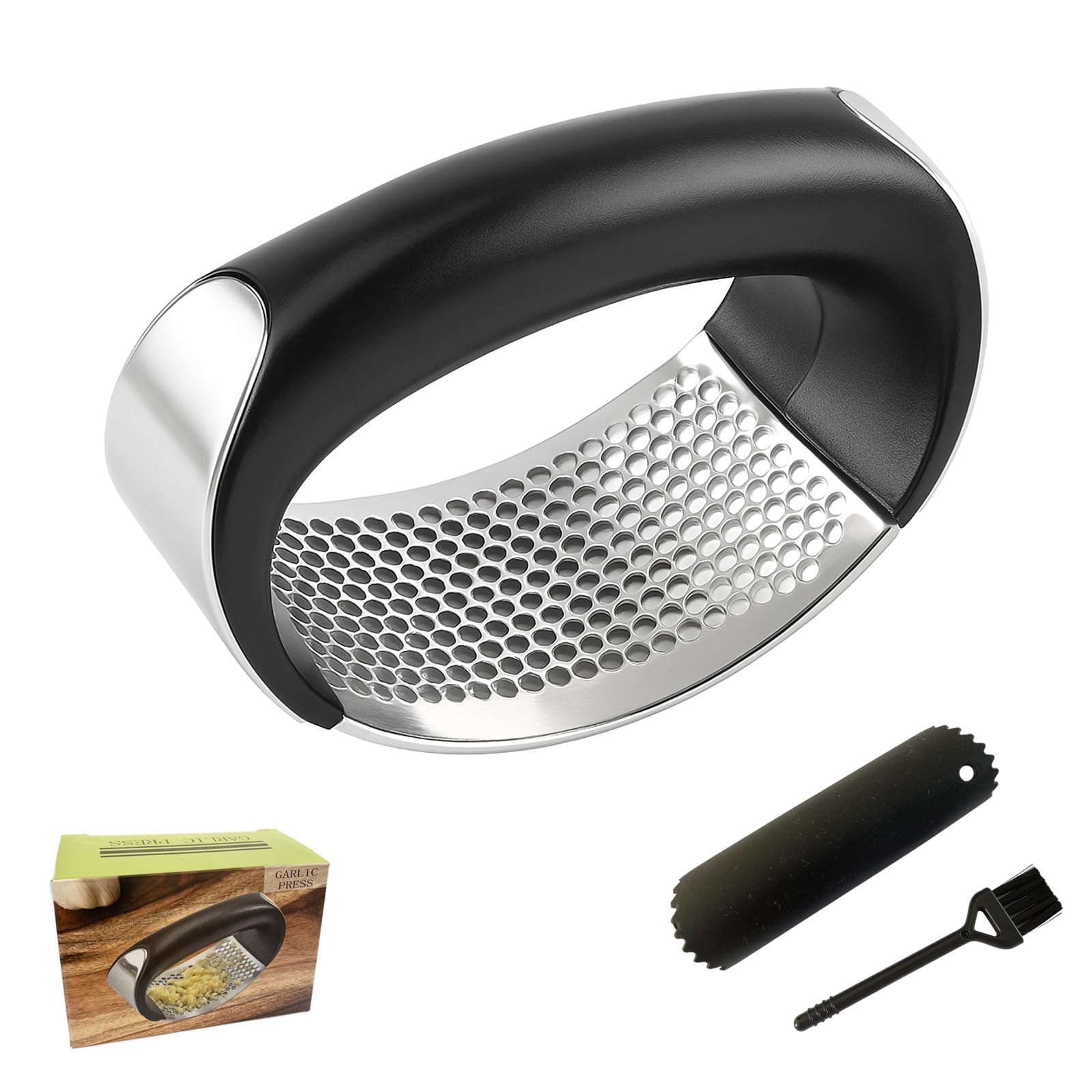 Garlic Crusher Garlic Press Set by Magla, Including Cleaning Brush and Garlic Peeler. Kitchen Tools & Gadgets. Kitchen Accessories