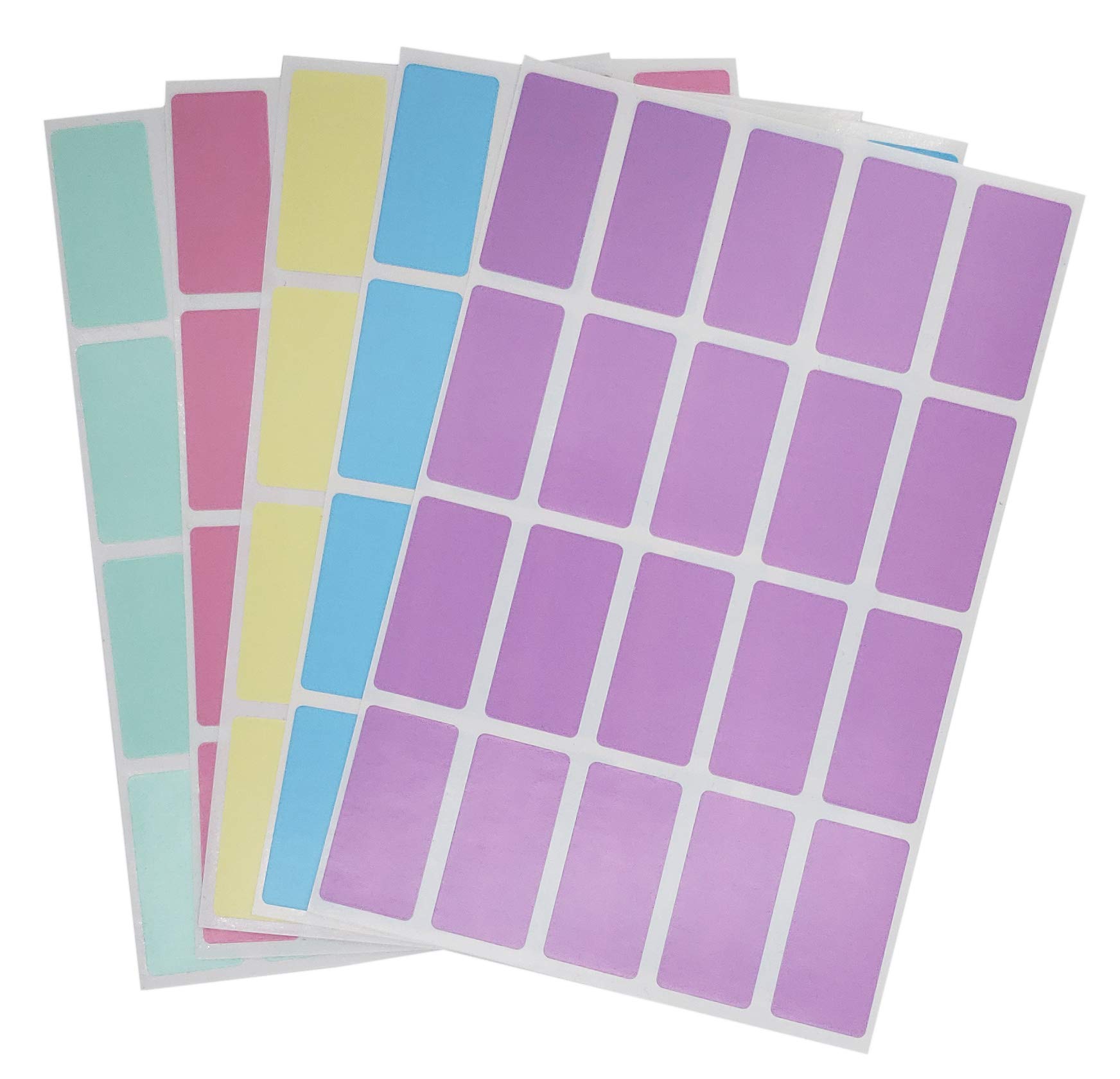 Royal Green Pastel Stickers Rectangular Color Coding Labels in 5 Pastel Colors 1.57 inch x 0.75 inch (40mm x 19mm) - 400 Pack