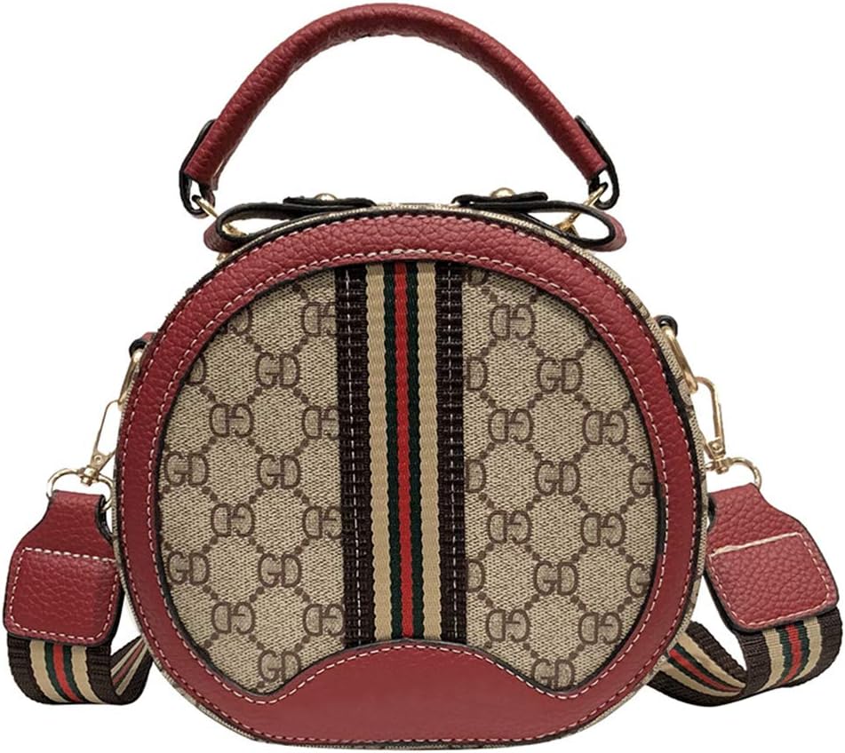 Women Mini Crossbody Bags Shoulder Bag for Women Ladies Leather Top-Handle Bags Round Purse with Zipper