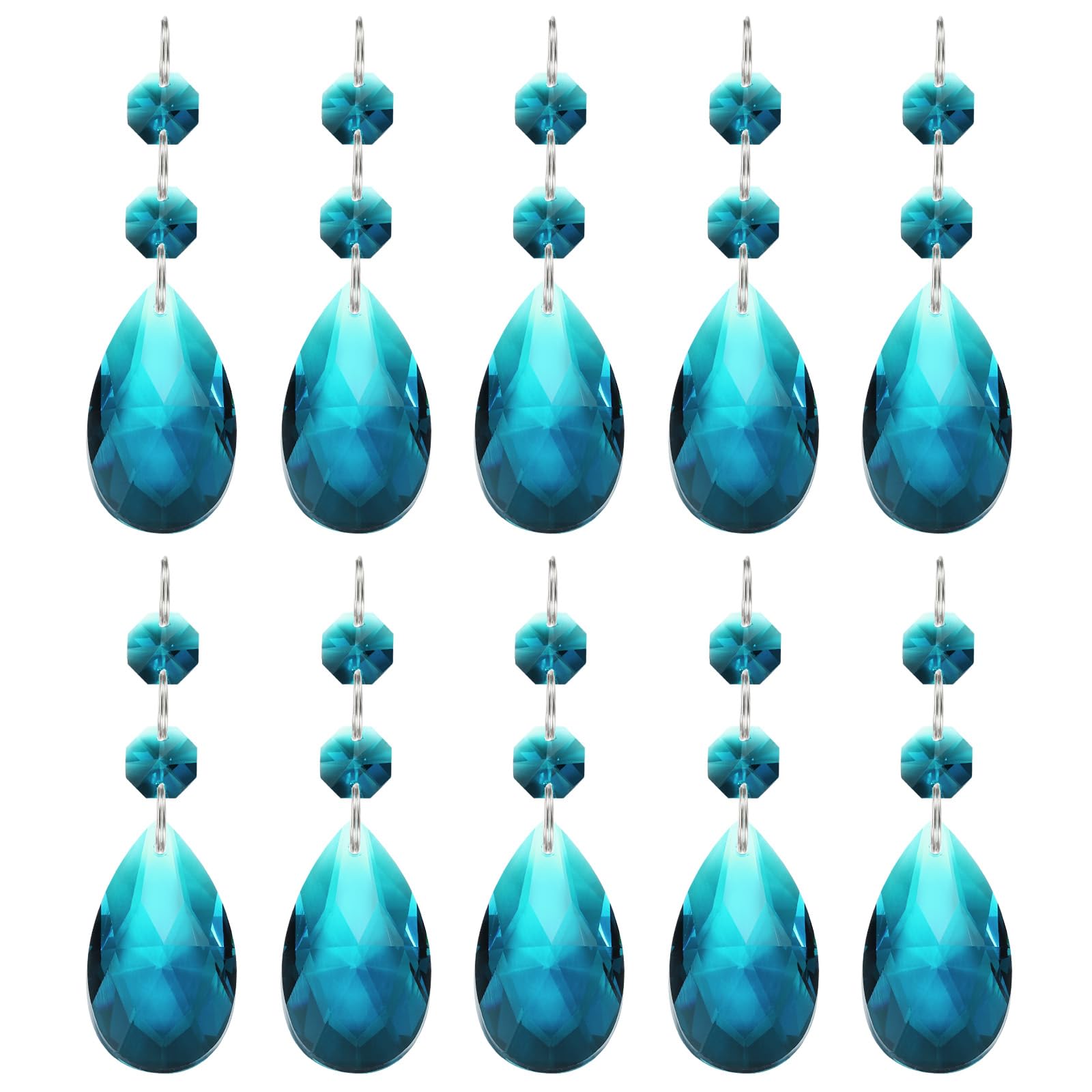 PATIKIL Teardrop Crystal Chandelier Pendants Beads, 10 Pack 85mm Length 38mm Chandelier Prisms Parts Ornaments Hanging Beads for DIY Arts Crafts Decoration, Sky Blue