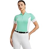 FitsT4 Sports Womens Short Sleeve Equestrian Shirts UPF50+ Horse Riding Shirts Breathable Rider Tops Half Zip