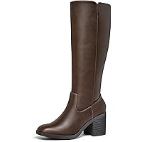 Amazon.com | mysoft Women's Knee High Boots Chunky Block Heels