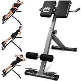 Houbos Foldable Hyperextension Roman Chair 250LBS Capacity for Home Gym | Back Extension Machine,8-Position Adjustable,Steel Frame, Back &amp; Core, Under-185cm Friendly, Tool-Included Setup