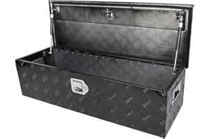 Aikosin 39 Inch Aluminum Black Plated Truck Tool Box Pickup Truck Bed Storage, Waterproof Underbody Tongue Box with Lock and Key for RVs, ATVs, Trailer & Truck (39"x13"x10")