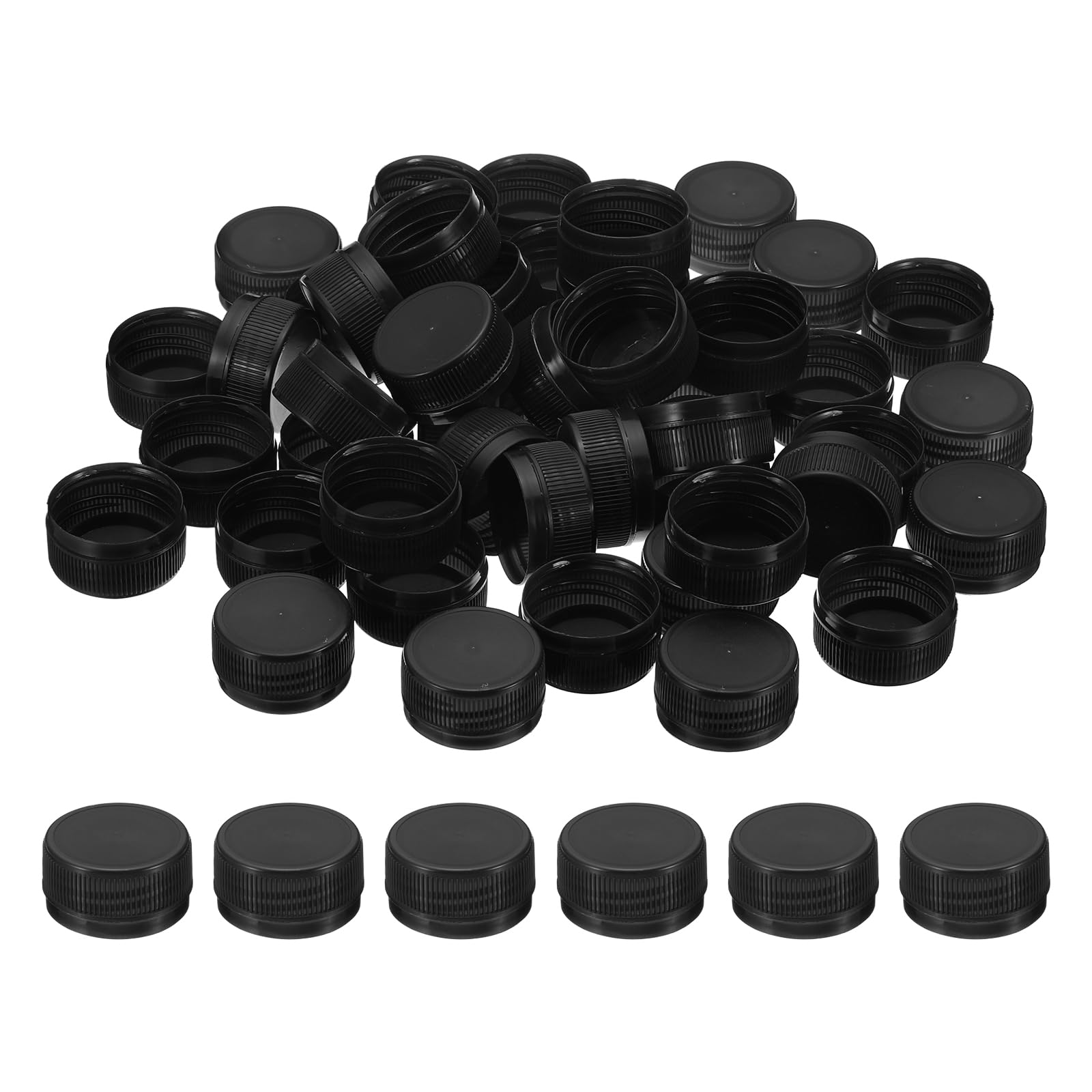 Photo 1 of PATIKIL 1.2inch Plastic Bottle Caps for Crafts, 50Pcs Reusable Protection Bottle Screw Lids for Empty Container DIY Scrapbook Decorations, Black