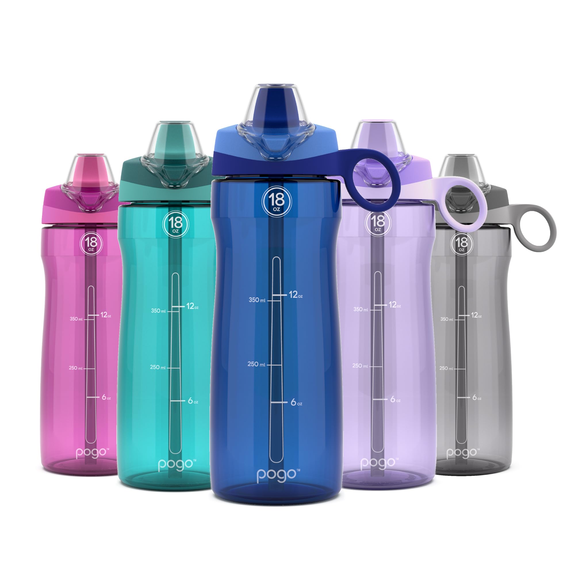 Photo 1 of Pogo BPA-Free Plastic Water Bottle with Soft Straw Lid, 18oz. (Blue)