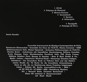 Xenakis Iannis Iannis Xenakis Amazon Com Music