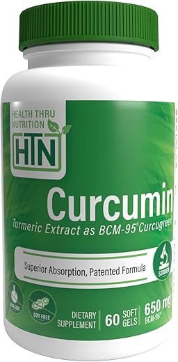 Health Thru Nutrition Curcumin Bcm-95として 650Mg ウコン コンプレックス (合計500mg クルクミン) Gmoなし 大豆なし60 ソフトジェル