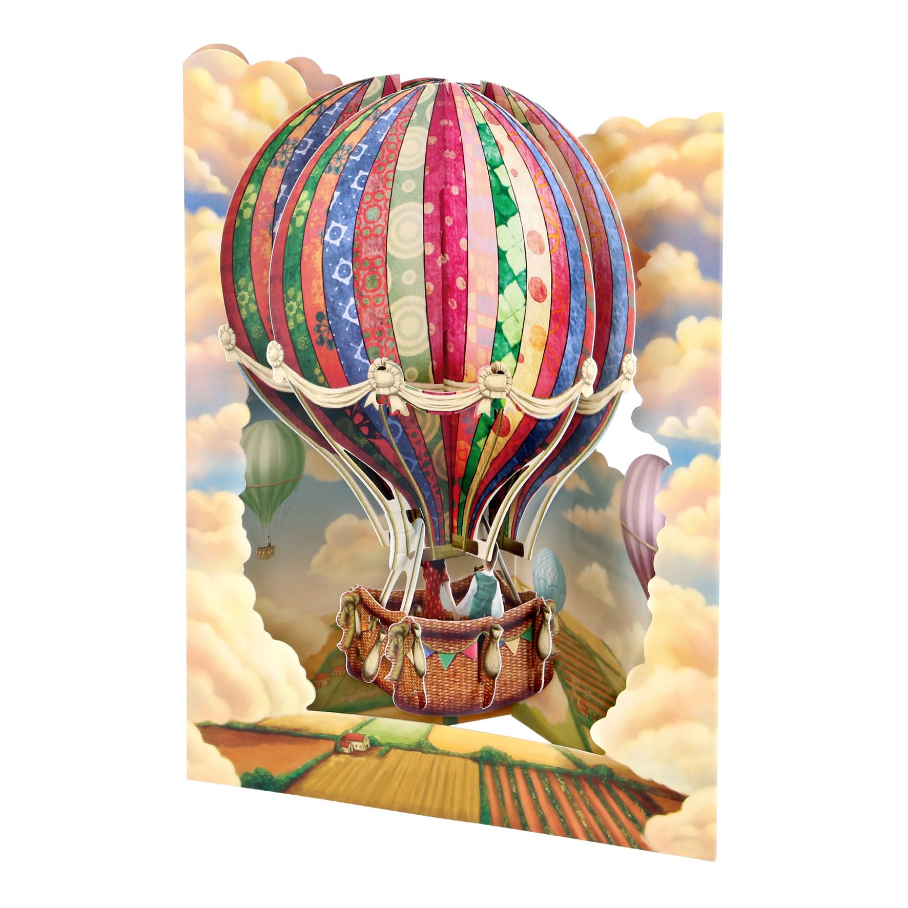 SANTORO Swing Card, 3D Pop Up Greeting Card - Hot Air Balloon - for Her, for Him, Birthday, Anniversary