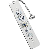 Stainless Steel Acotar Bookmark with Tassel, Acotar Inspirational Creative Moon Mountains Text Book Marks for Reading Women Men Collection, Books Accessories (Silver 1 Side Style 1)