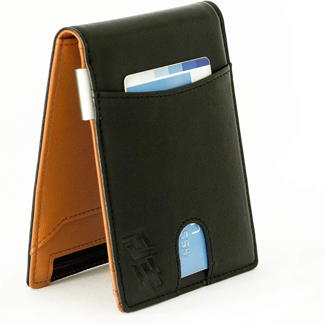 FJ Cartera de cuero para Caballero con Money Clip RFID anti robo de identidad Smart wallet