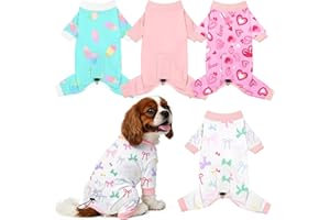 UNICORN CATCHER 4 Pack Dog Pajamas Pet Costumes Dog Jammies One-Piece Sweatshirt Adjustable Breathable Stretchy Clothes for Puppy Small Medium Large Dogs Girls Boys,L
