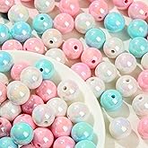 ANCADN 16mm Acrylic Beads Rainbow Beads Colorful Beads for Spring Easter DIY Jewelry Making (pinkblue)