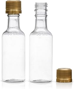 Mini bottles - Mini Liquor bottles -Mini Plastic 50 Ml Bottles - (30) PACK - Little Empty Alcohol Shot Nips - Mini Plastic Bottle With Caps-Empty Airplane Liquor Bottles - Plastic mini bottles