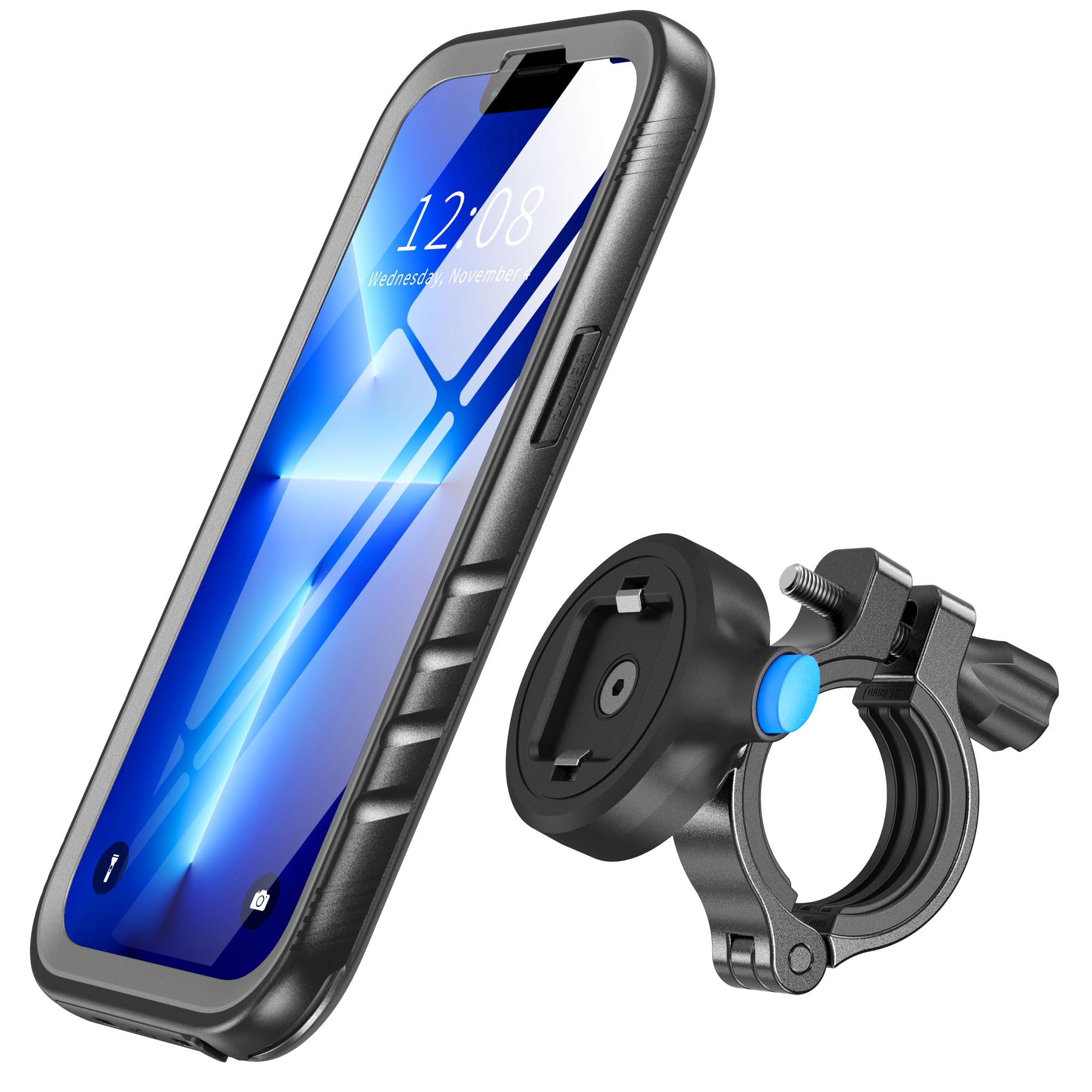 SPORTLINK [2-in-1 Combo] Bike Phone Mount & Waterproof Case for iPhone 13 Pro Max – Motorcycle Handlebar Holder, 360° Rotatable, Quick Release, Aluminum Frame