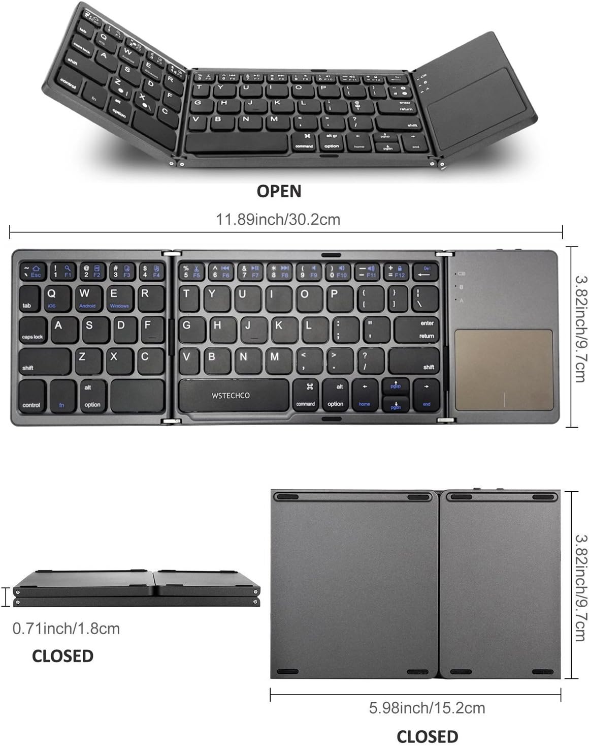 Amazon Co Jp タッチパッド付き 折りたたみキーボード 薄型ミニ持ち運び便利キーボード 旅行用 Andriod Windows Ios対応 スマホ タブレット Kindle Tvボックス適用 Usb充電 人間工学デザイン 鋭敏なタッチパッド 有線 無線対応可能 Bluetooth