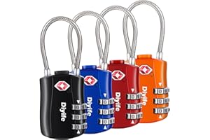 Diyife TSA Luggage Locks, [Newest Version] [4 Packs] Security 3-Digit Combination Suitcase Locks, Travel Locks for Luggage Ba