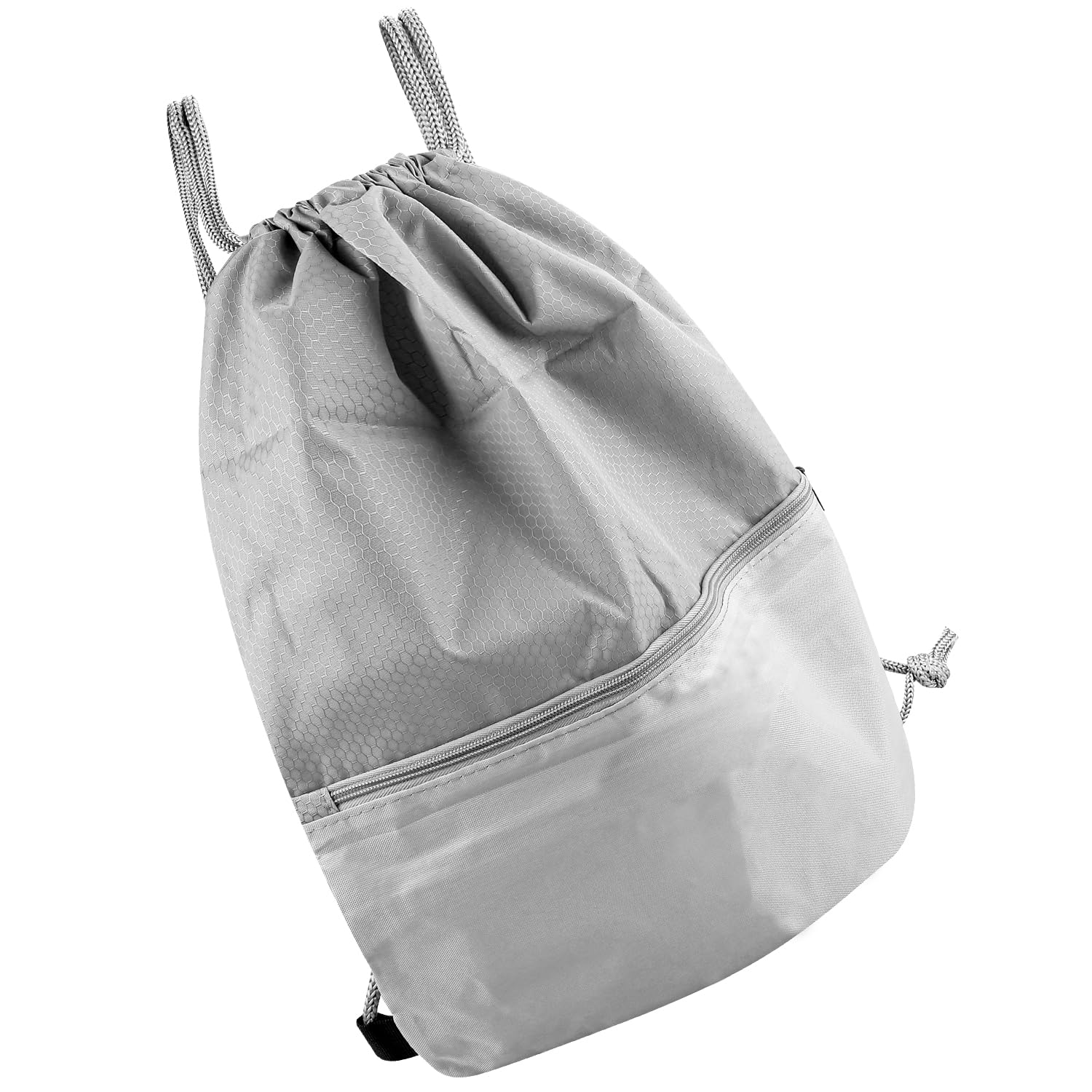 Luckious Drawstring Bags,Large Waterproof Gym Sports String Bag,Swimming Drawstring Bag School Backpack for Kids Women Men Shopping Travel Outdoor(Grey)