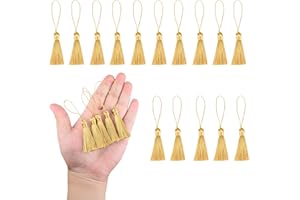 HedongHexi 45 Pcs Mini Bookmark Gold Tassels 10cm/4 Inch with Loops for Keychain Earring, Bookmarks, Jewelry Making, DIY Projects（Gold）
