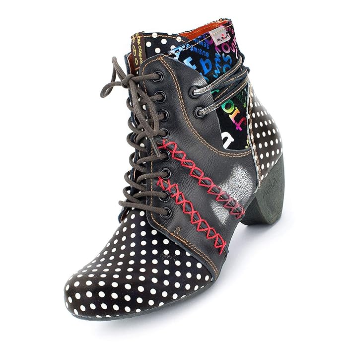 TMA Damen Echtleder Stiefeletten 8979 Gepunktet