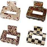 4Pcs Hair Claw Clips, BetterJonny Acetate Hair Clips Square Hair Jaw Clips Hair Accessories for Women Medium Hair Clips Tortoise Barrettes Hair Accessories