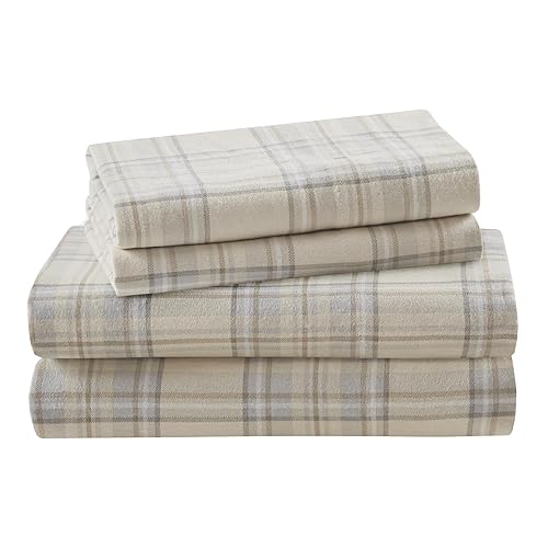 Woolrich Cotton Sheet Set Cottage Charms Print, 100% Cotton Flannel Sheets Warm & Fuzzy Bedding Set King Size Sheets, Fitted Pocket Fits Up to 14" Mattress, King Andrews, 4 Piece