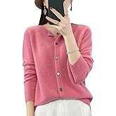 RUCPUW 100% Merino Wool Sweaters Women's Fall Winter Warm Soft Knitted Crew Neck Cardigan Turtleneck Long Sleeves