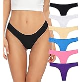 Thongs for Women, No Show Womens Thongs Underwear, Ice Silk Thong Bikini Underwear Pack