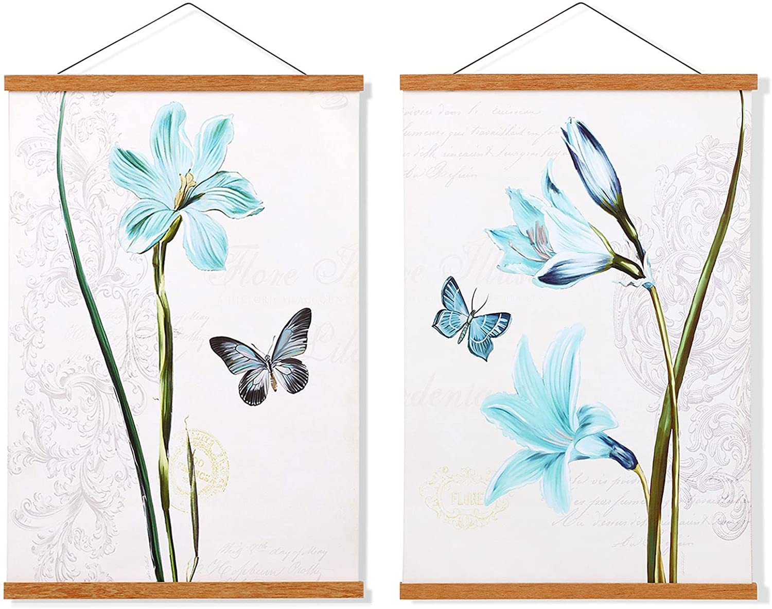 FALAMON 2 Pack A2 Poster Frame Hangers, Light Wood Wooden Magnetic Poster Hanger Frames Hanging Kit for Posters, Pictures, Prints, Photos, Maps, Scrolls, Canvas Artwork (42cm, Teak Wood)