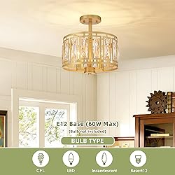 Crystal Ceiling Light Fixture, Modern Semi Flush